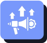 a blue square with a white clock inside of it
