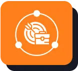 یک مربع آبی با یک ساعت سفید درون آن