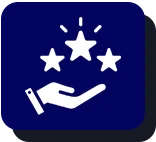 a blue square with a white clock inside of it