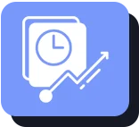 Icon of a blue digital or technological motif, featuring a central node connected to three surrounding nodes, on a lighter blue square background