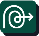 Icon of a blue digital or technological motif, featuring a central node connected to three surrounding nodes, on a lighter blue square background