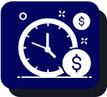 Icon of a blue digital or technological motif, featuring a central node connected to three surrounding nodes, on a lighter blue square background